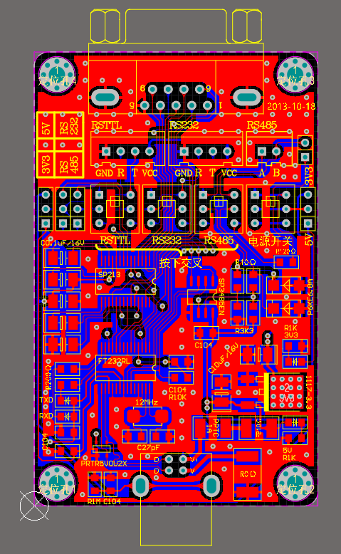 【P124】USB轉(zhuǎn)RS232/RSTTL/RS485/FT232+SP213串口的原理圖