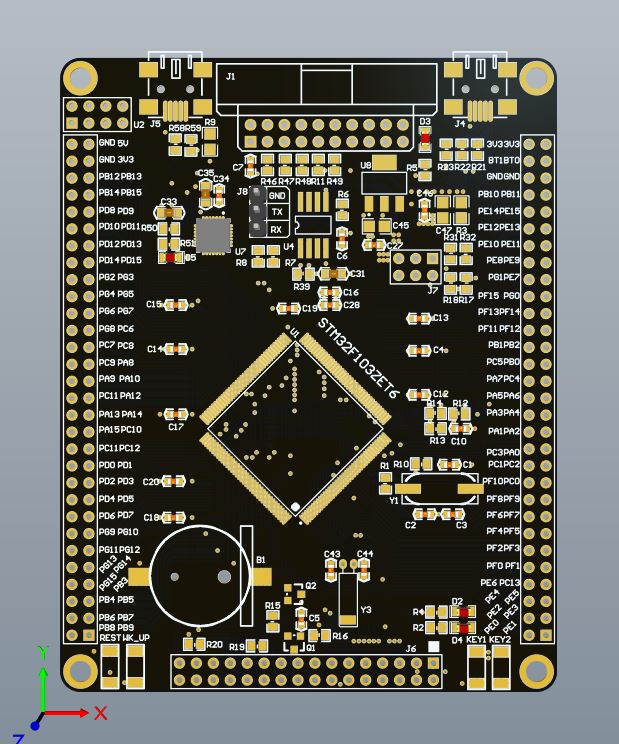 【P160】STM32F103ZET6最小系統(tǒng)原理圖、PCB及封裝庫
