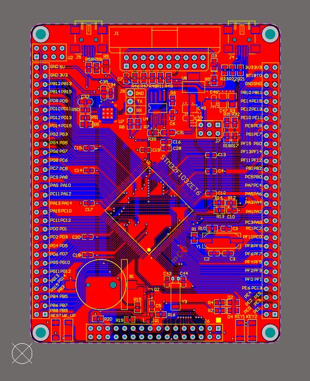 【P160】STM32F103ZET6最小系統(tǒng)原理圖、PCB及封裝庫