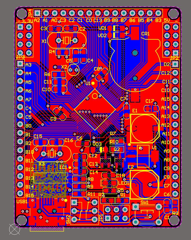 【P215】STM32F103RBT6最小系統(tǒng)PCB圖3D效果與原理圖文件(直接打樣)