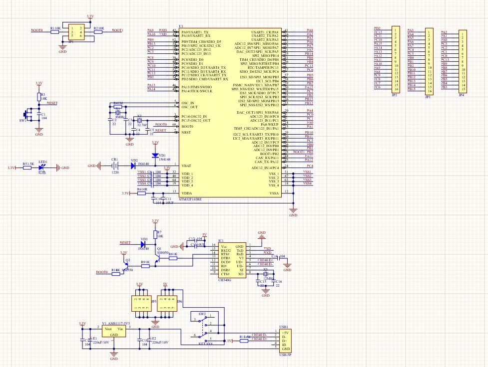 【P215】STM32F103RBT6最小系統(tǒng)PCB圖3D效果與原理圖文件(直接打樣)